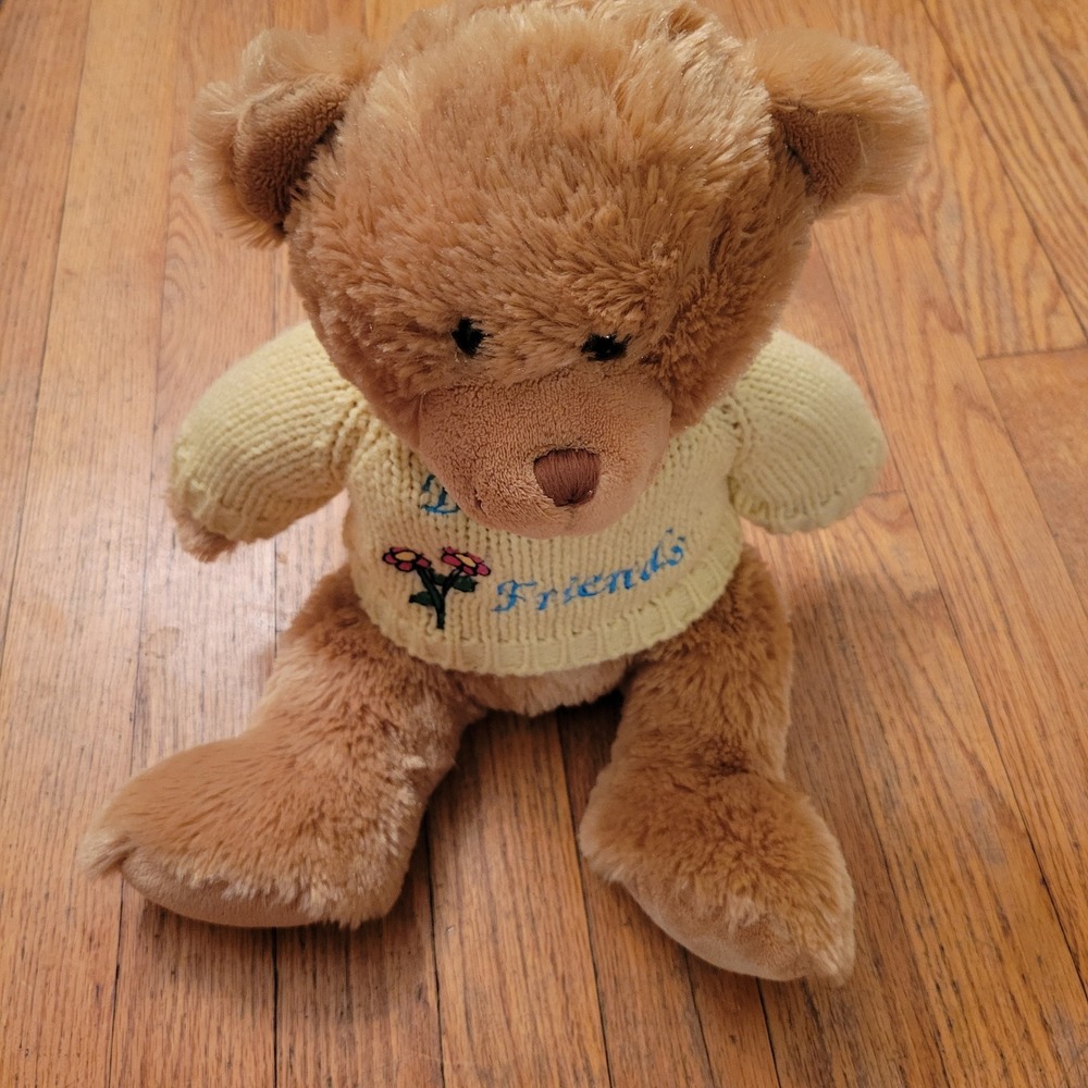 Animal Alley 13" Plush Teddy Bear Brown Best Friends Yellow Sweater Decor Toy
